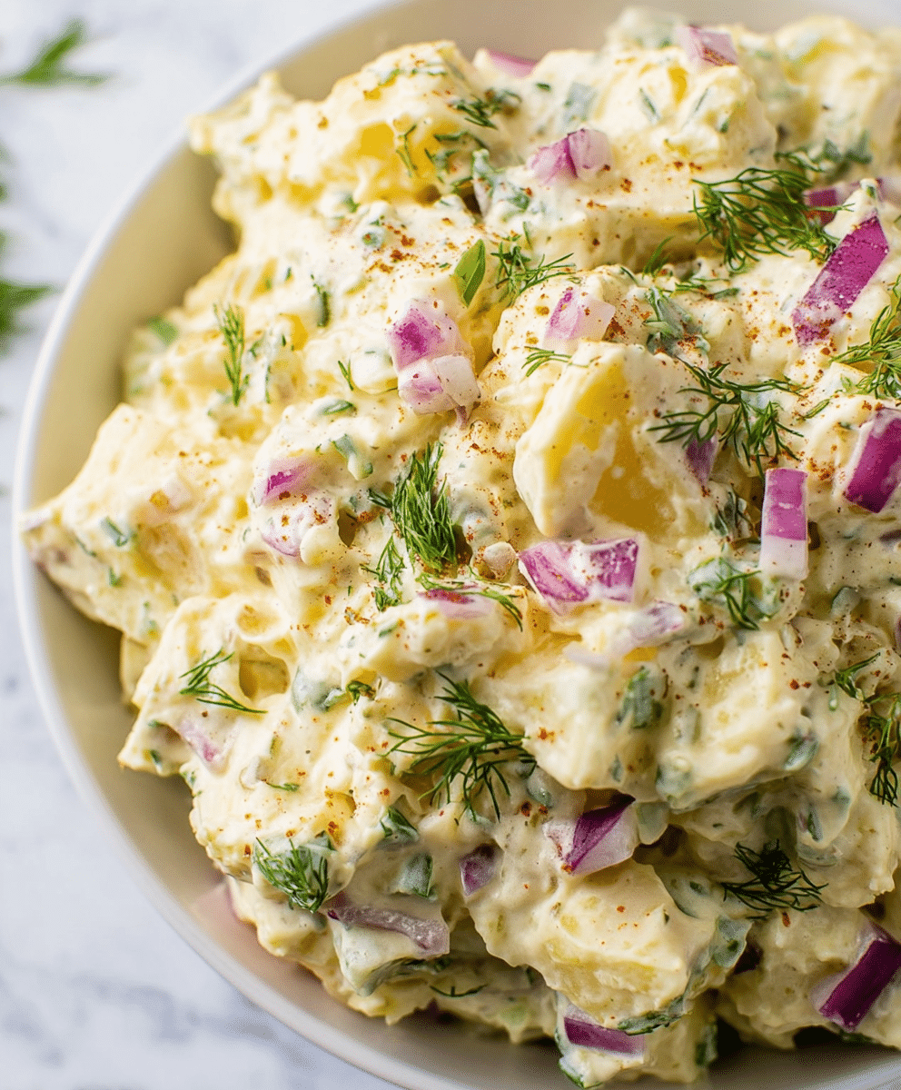 Gluten-Free Potato Salad – A Tangy & Creamy Favorite for Every Season 2 Close-up of gluten-free potato salad with herbs and paprika