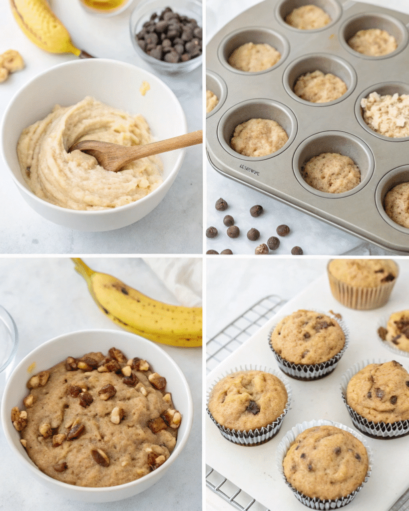 Step-by-step guide to making gluten-free banana nut bread muffins