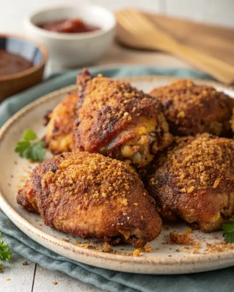 Crispy Baked BBQ Chicken Thighs Gluten-Free Dairy-Free
