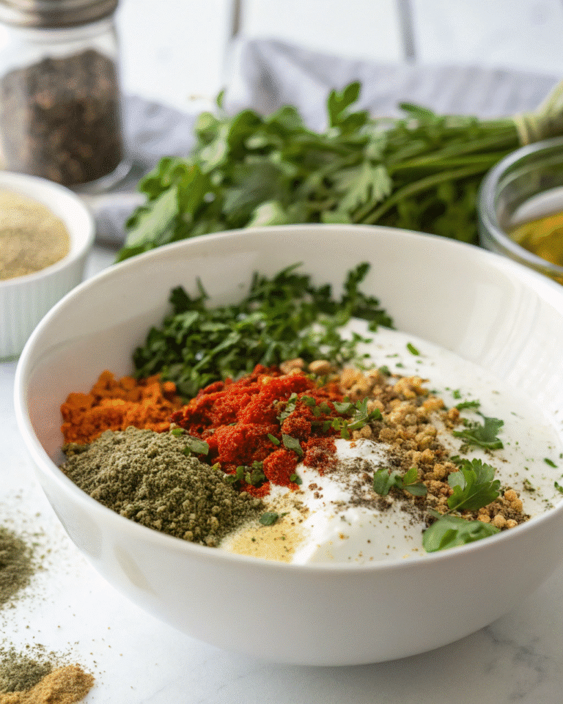 Ingredients Layered for Dairy Free Ranch Dressing