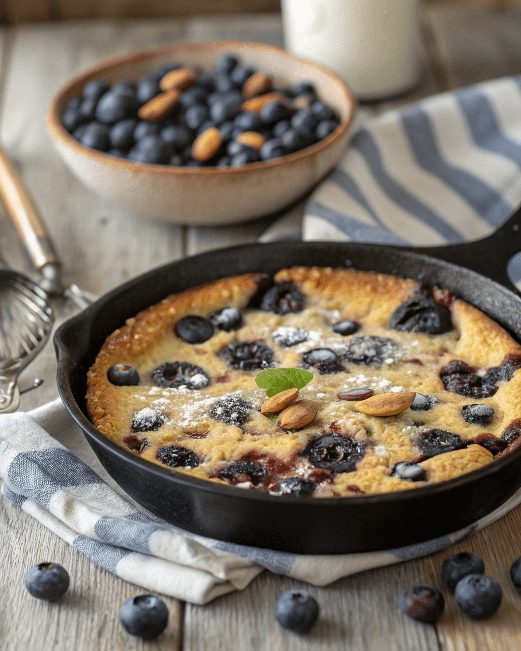 freshly baked blueberry almond clafoutis gluten free