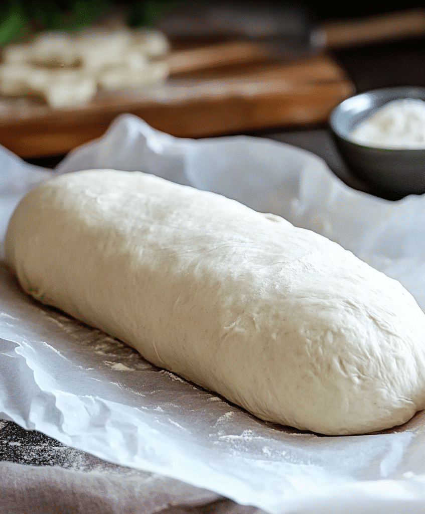 Fabulous Italian Bread Gluten Free – A Delightful Classic Reinvented 4 Shaped gluten-free Italian bread dough resting on parchment before baking