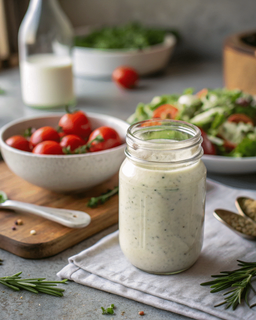 Homemade Dairy Free Ranch Dressing Jar