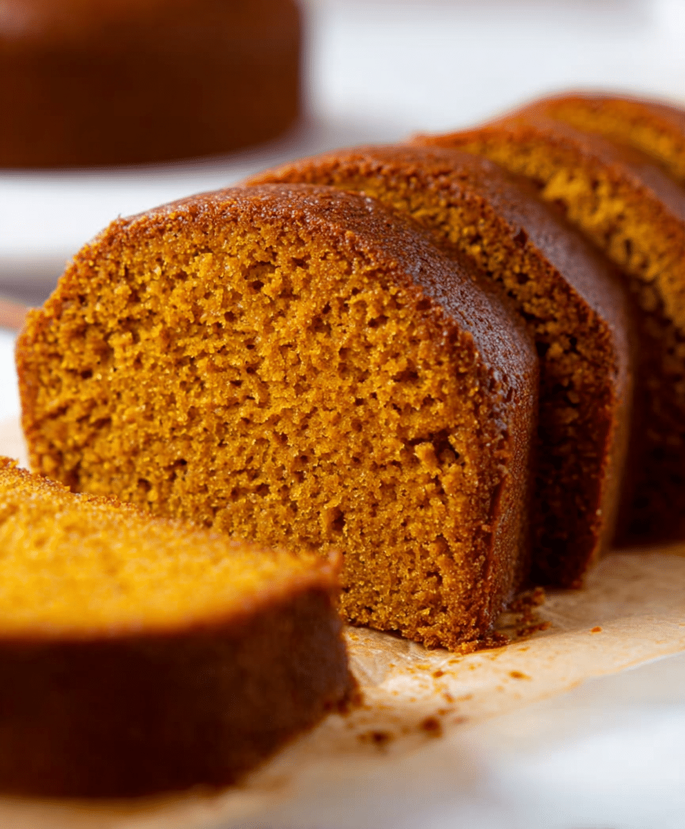 Gluten free pumpkin cake sliced loaf