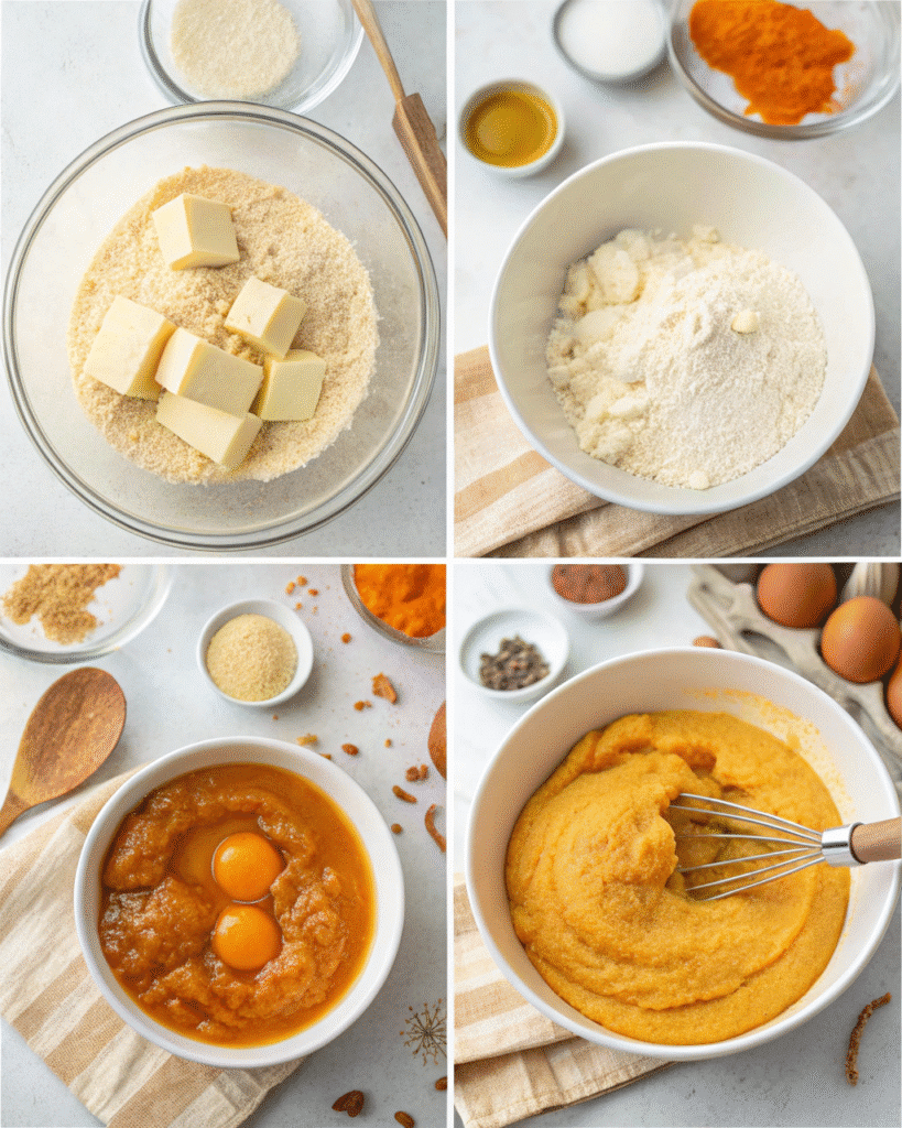 Gluten free pumpkin cake step by step mixing