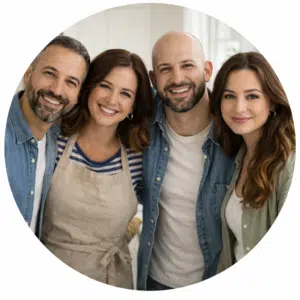 The Savory Hearth team portrait featuring Mohammed, Olivia, Daniel, and Sophia