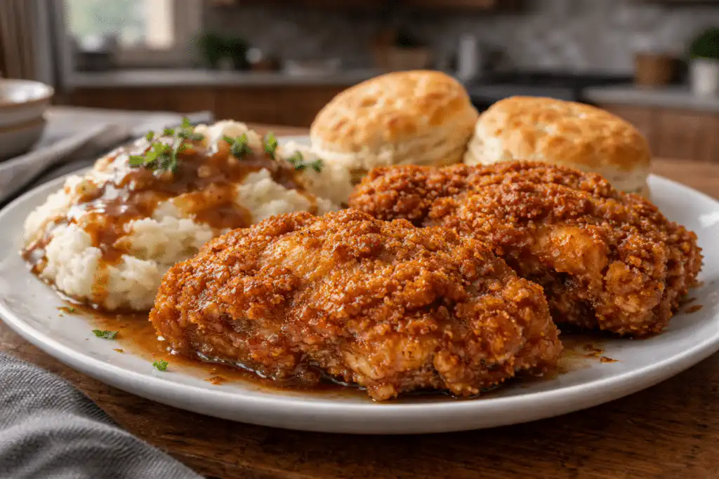 beef tallow gluten free fried chicken serving