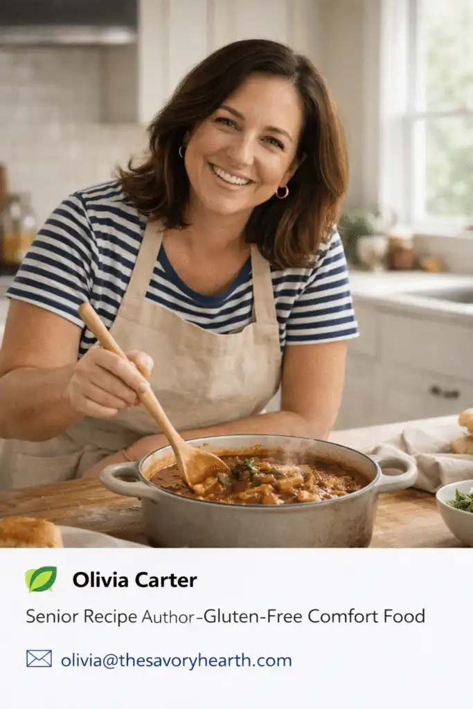About The Savory Hearth 2 olivia en cuisine avec un plat sans gluten