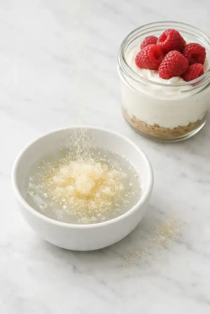 gelatin cheesecake gluten free comparison without gelatin vs with gelatin two glass jars